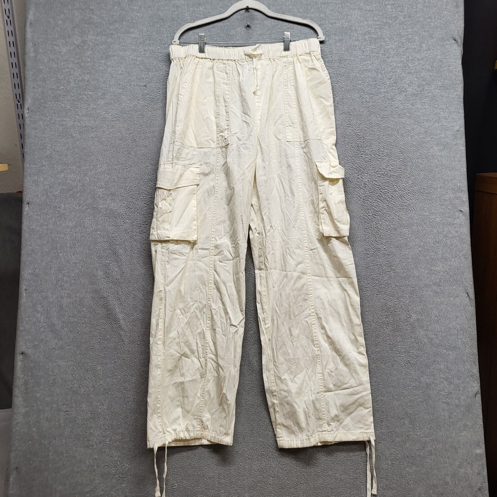 YMI Women Pants Large Yellow Y2K Cargo All Day Drawstring Mid Rise Baggy‎ NWT